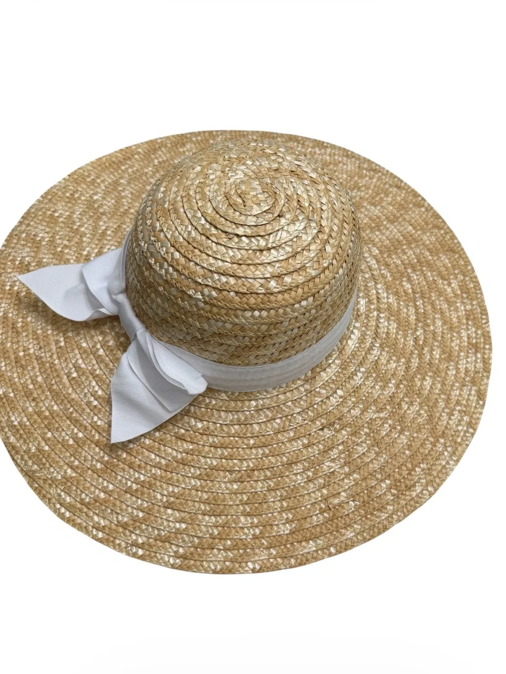 Janie and Jack Natural Straw Sun Hat with White Bow